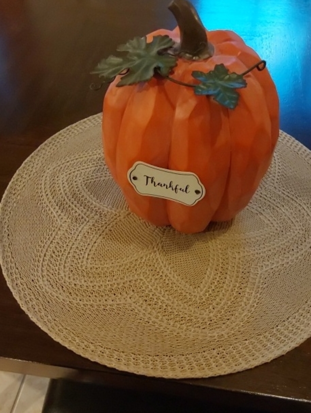 Thankful Orange Pumpkin Table Decor - Home Decor